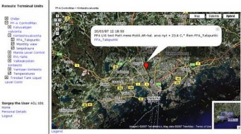 Интерфейс отображения карт Google Maps